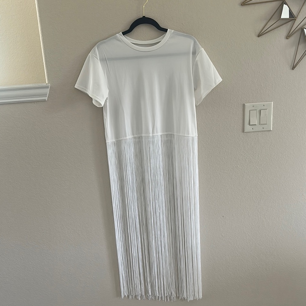 White Fringe Top